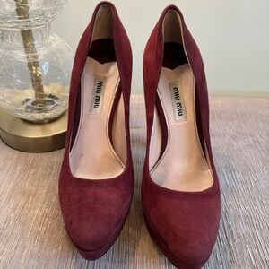 Miu Miu Deep Red Suede Heels Sz 6